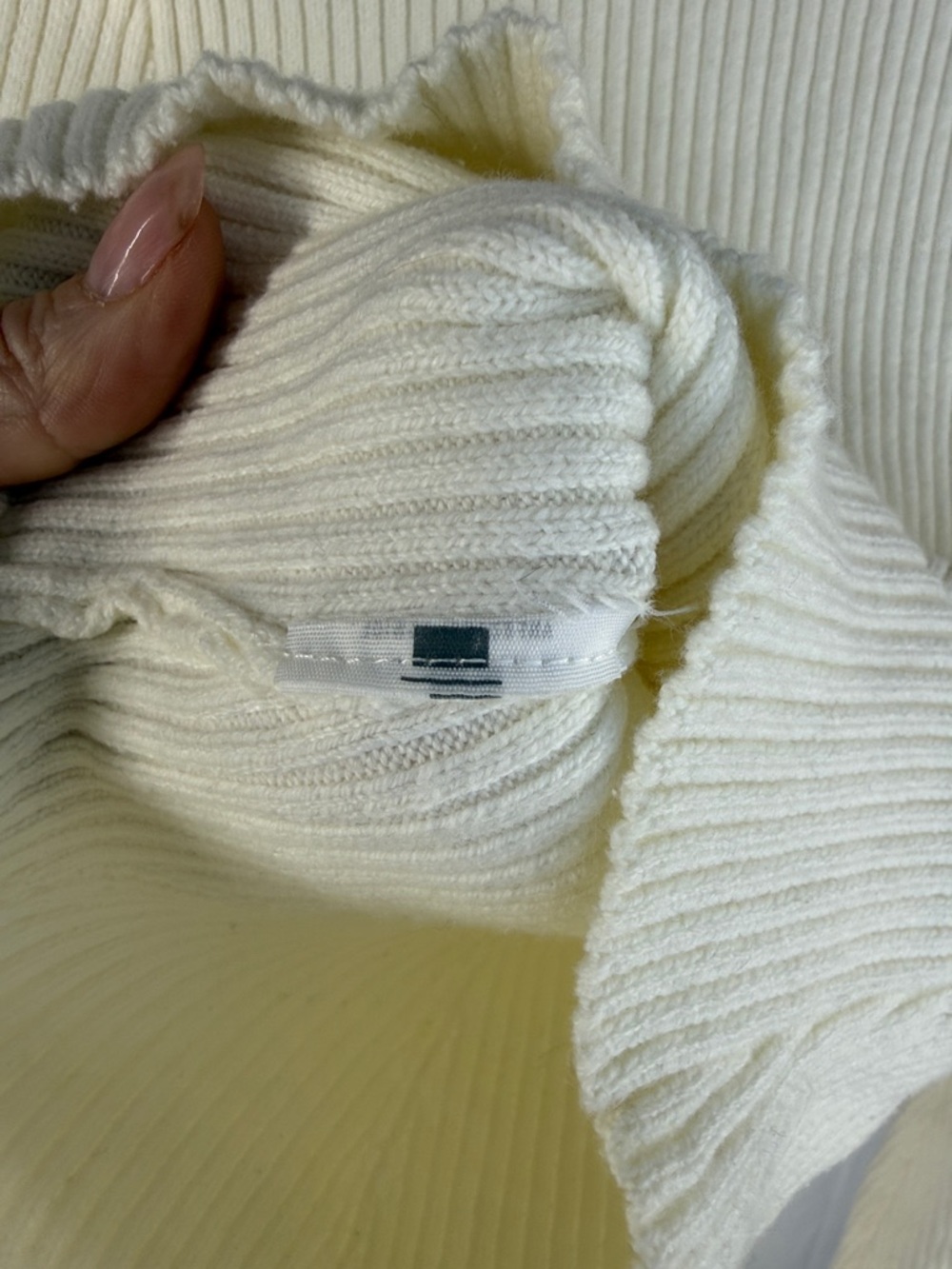 Hollister Square Neck Ribbed Bell Sleeve Babydoll Y2K Knit Top Sweater XS Cream - Picture 10 of 10